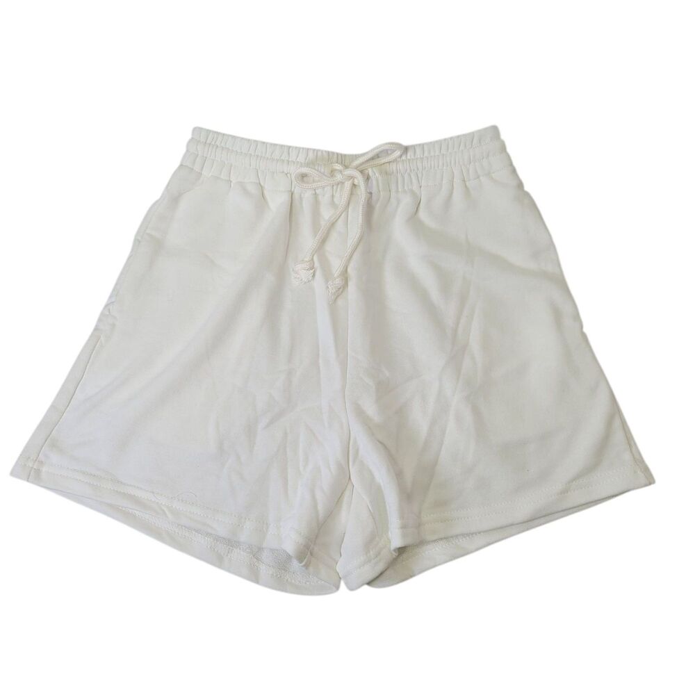 Women Drawstring High Waist Athletic Workout Track Shorts With Pockets White XS